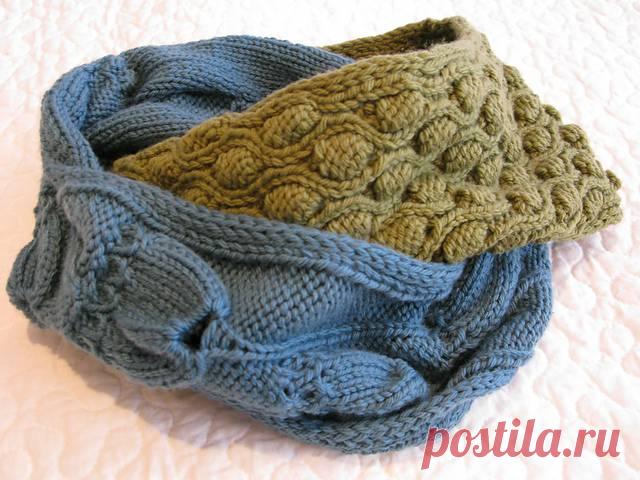 Модные шарфы-СНУДЫ (Snood) спицами 5. Идеи и описания.11 моделей