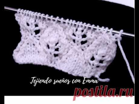 Como hacer puntada de Hojas Tejidas a dos Agujas