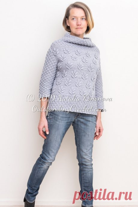 Tara Sweater Crochet Pattern Women Tara Sweater Crochet Pattern with step pictures, graphs / charts,  schematics, videos.
Make 3/4 or full length sleeve version.