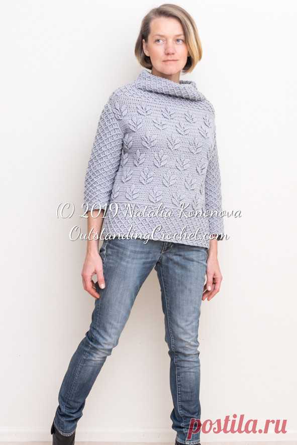 Tara Sweater Crochet Pattern Women Tara Sweater Crochet Pattern with step pictures, graphs / charts,  schematics, videos.
Make 3/4 or full length sleeve version.