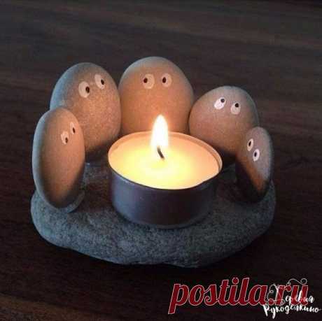 Забавные подсвечники из камней — Сделай сам, идеи для творчества - DIY Ideas