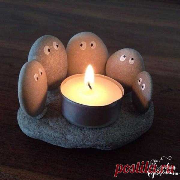 Забавные подсвечники из камней — Сделай сам, идеи для творчества - DIY Ideas