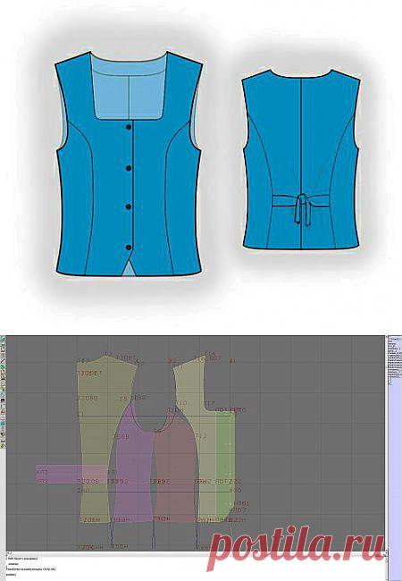 Выкройка - жилет с рельефами