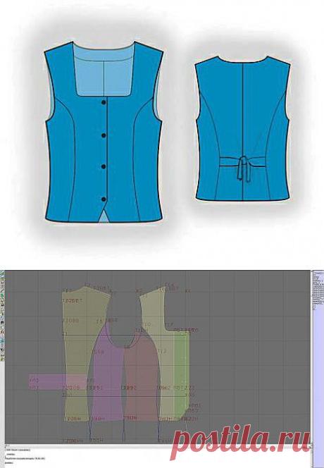Выкройка - жилет с рельефами