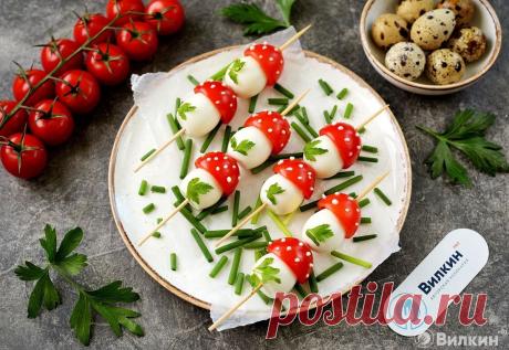 Закуска из перепелиных яиц «Мухоморчики» на Новый год - рецепт с фото пошагово.