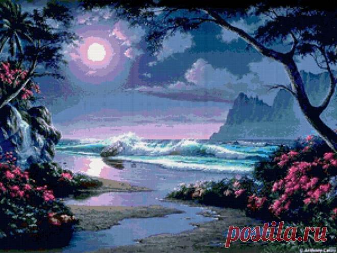 Схема вышивки «закат на море» - Вышивка крестом