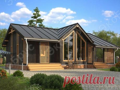 Проект одноэтажного дома с тремя спальнями и сауной: необычный готический коттедж | ЭкоБрус - каркасные дома | Яндекс Дзен