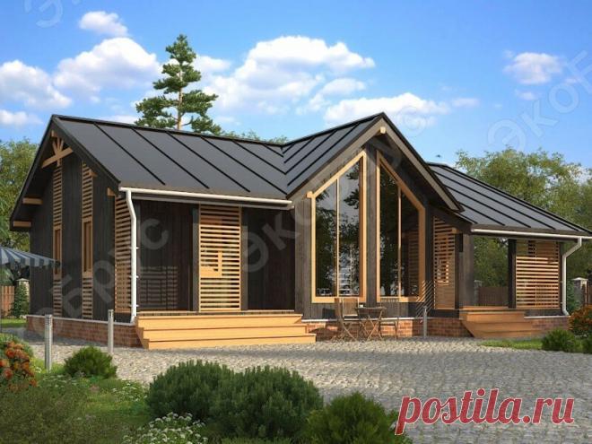 Проект одноэтажного дома с тремя спальнями и сауной: необычный готический коттедж | ЭкоБрус - каркасные дома | Яндекс Дзен