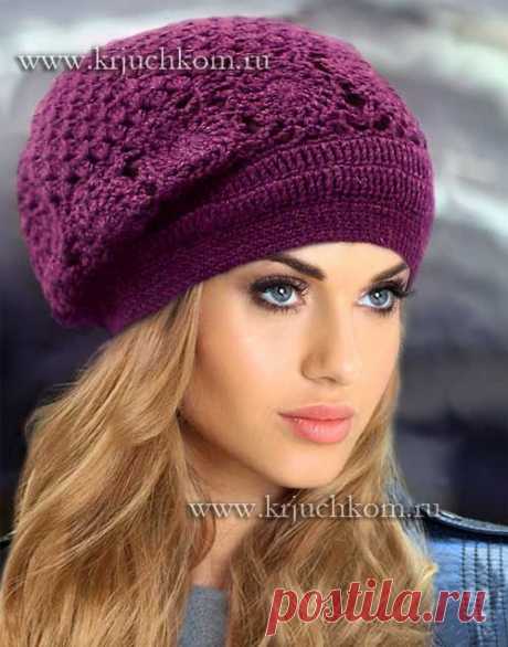 Модная женская шапка 2015. Схемы вязания шапки крючком