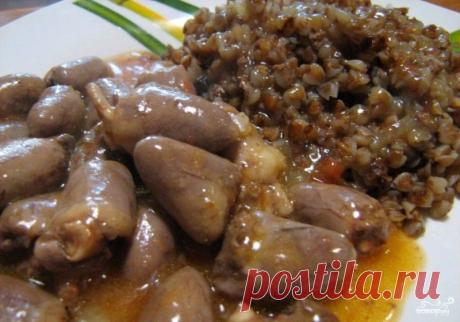 Куриные сердечки с гречкой - пошаговый кулинарный рецепт на Повар.ру