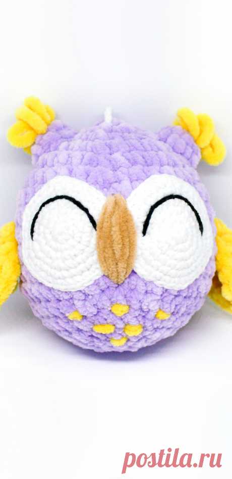 PDF Совушка Сова крючком. FREE crochet pattern; Аmigurumi animal patterns. Амигуруми схемы и описания на русском. Вязаные игрушки и поделки своими руками #amimore - плюшевая сова, совушка из плюшевой пряжи, совёнок, птица, птичка.