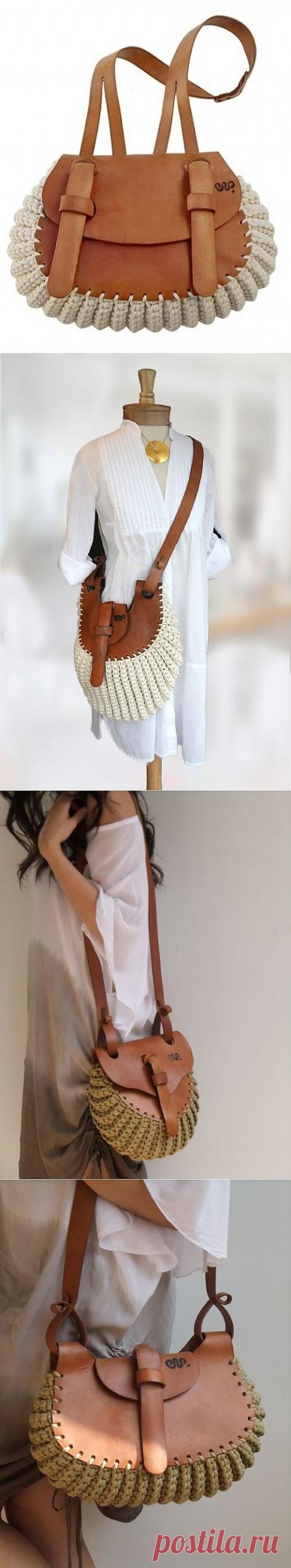 Кожа + хлопковый шнур (подборка) / Сумки, клатчи, чемоданы /