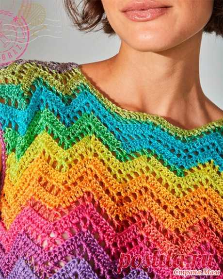 Радужный топик узором зигзаг. - Все в ажуре... (вязание крючком) - Страна Мам