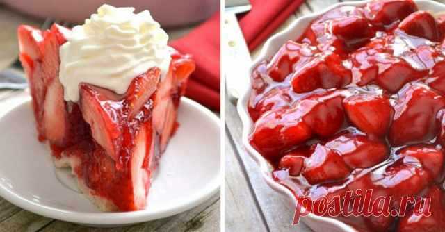 Восхитительный пирог со свежей клубникой в желе: идеальное летнее лакомство! Потрясающе вкусный… — Готовим дома