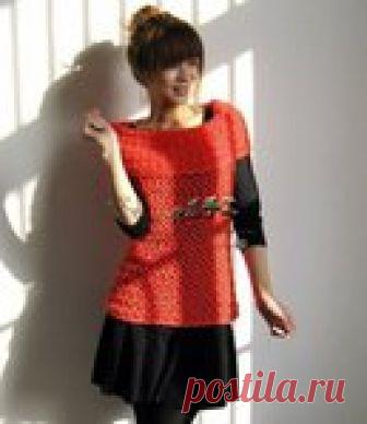 Ажурная безрукавка с воротом - хомутом крючком.