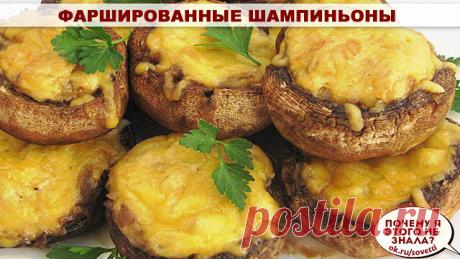 ФАРШИРОВАННЫЕ ШАМПИНЬОНЫ, ЗАПЕЧЕННЫЕ ПОД СЫРОМ 


- Грибы шампиньоны крупные — 10 шт; 
- Куриное филе — 200 гр; 
- Сыр твердый — 100 гр; 
- Репчатый лук — 1 шт; 
- Зелень; 
- Соль; 
- Черный молотый перец; 
- Сметана — 2 ст. л; 
- Растительное масло — 3 ст. л 

Способ приготовления: 

1. Лук чистим от кожуры, мелко нарезаем и обжариваем до прозрачности на растительном масле в течение 3 минут 
2. Шампиньоны моем, чистим и аккуратно вырезаем ножки так, чтобы шляпки оставалис...