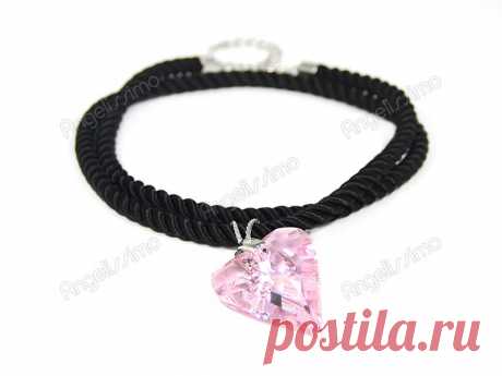 Колье из брасса с кристаллом Swarovski в форме сердца