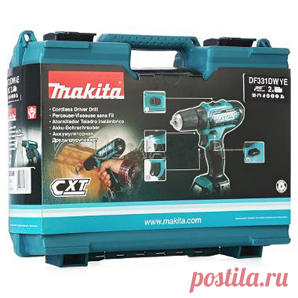 Аккумуляторная 2-х скоростная дрель-шуруповерт Makita DF331DWYE (10.8V, 2 x 1.5Ah, Li-Ion)