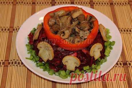 Постный салат со свеклой и грибами. Рецепт с пошаговыми фото