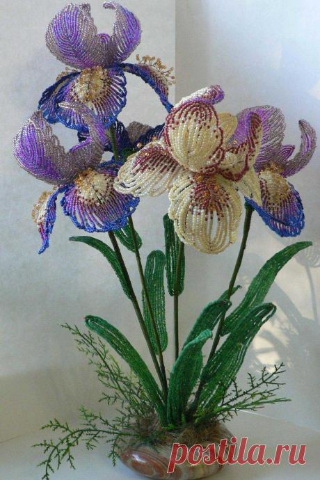 Ирис из бисера Всё из бисера и о бисере плетём и вышиваем. Учимся плести и вышивать бисером, уроки и техники бисероплетения, мастер классы, схемы для вышивания бисером