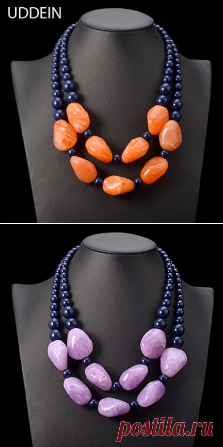 Uddein чешские Макси ожерелье женщины двойной слой бусы смолы драгоценные старинные себе колье ожерелье и кулон ювелирные изделия купить на AliExpress