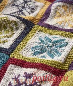 Вязаный плед из квадратов «Snowfall»