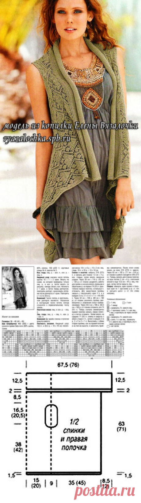 Ажурный жилет прямоугольник спицами — мой фаворит! | ЕЛЕНА ВЯЗАЛОЧКА — Вязание Спицами и Крючком | Лучшие Схемы и Модели Бесплатно