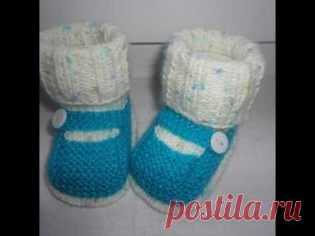 Туфельки с имитацией носочка Knitting booties
