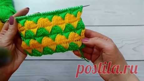 Необычный двухцветный узор спицами