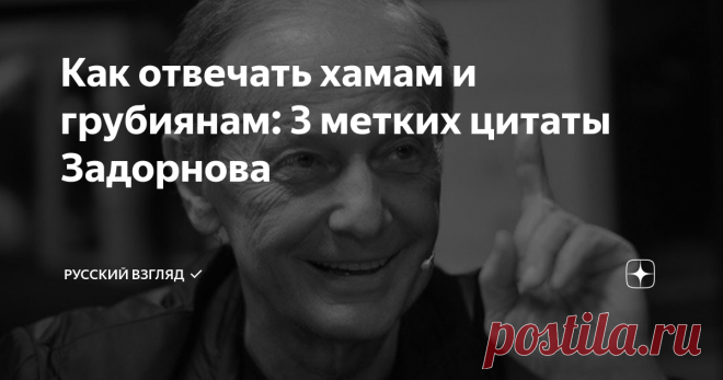 Как отвечать хамам и грубиянам: 3 метких цитаты Задорнова    
