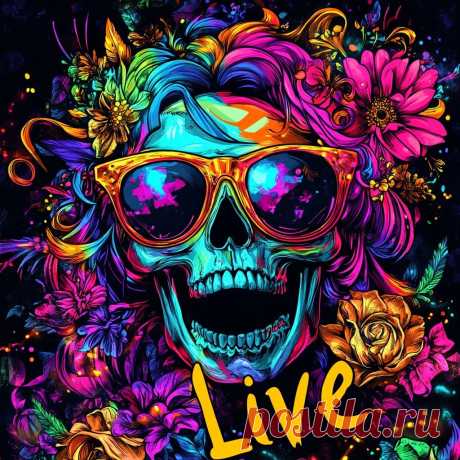 Неоновый череп: яркий букет и дерзкий стиль жизни. Генерация из нейросети Миджорни - Midjourney примеры промтов - Форум ИИ о нейросетях - Yes Ai