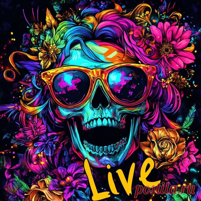 Неоновый череп: яркий букет и дерзкий стиль жизни. Генерация из нейросети Миджорни - Midjourney примеры промтов - Форум ИИ о нейросетях - Yes Ai