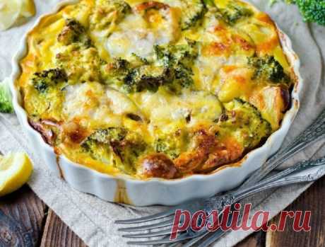 ​Запеканка с куриной грудкой и брокколи