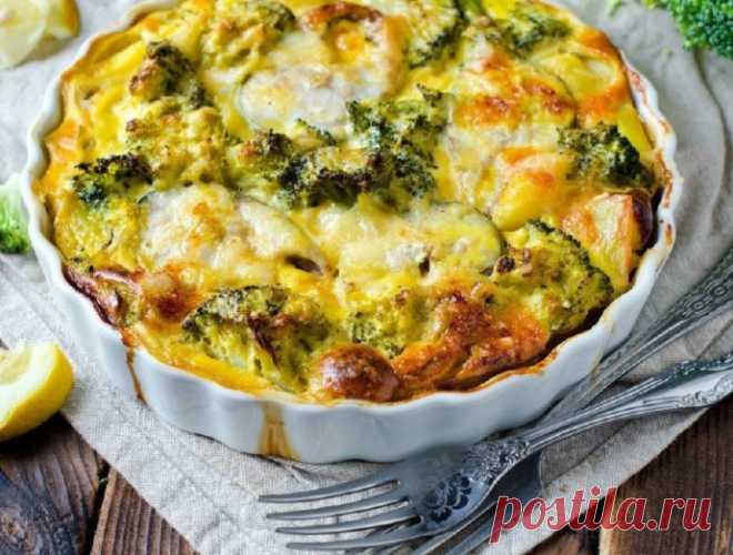 ​Запеканка с куриной грудкой и брокколи