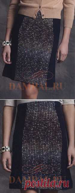 Прямая вязаная юбка с тканевым рисунком | DAMские PALьчики. ru