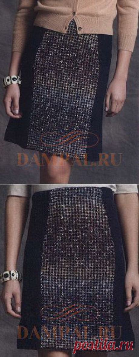 Прямая вязаная юбка с тканевым рисунком | DAMские PALьчики. ru