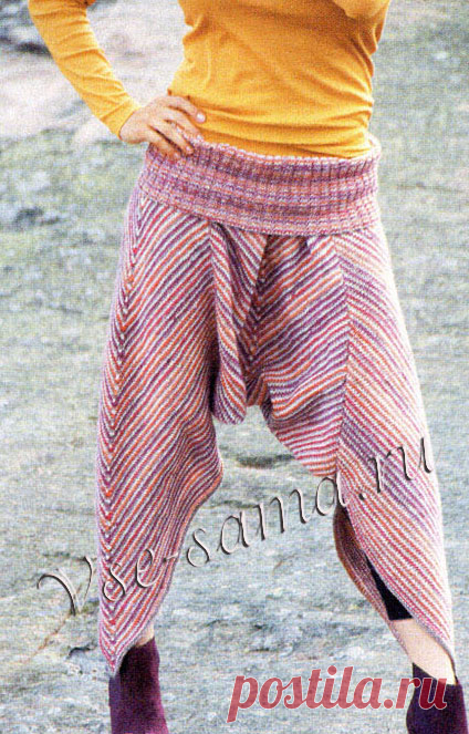 Штаны в этническом стиле спицами