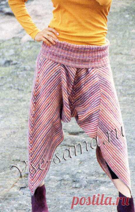 Штаны в этническом стиле спицами
