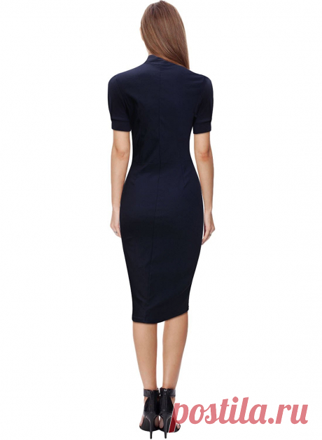 KingField V-neck Lantern Sleeves Fold Tall Waist Knee-length Women Dress at Amazon Women’s Clothing store: