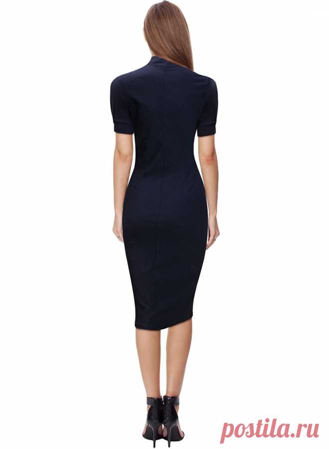 KingField V-neck Lantern Sleeves Fold Tall Waist Knee-length Women Dress at Amazon Women’s Clothing store: