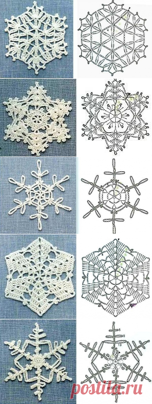 Вязаные снежинки. Схемы