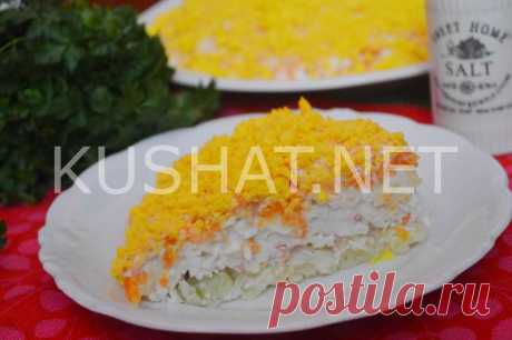 Слоеный салат с крабовыми палочками и картошкой «Нежность» &amp;bull; Кушать нет