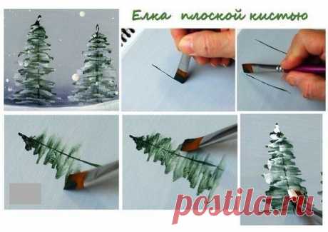 Как рисовать деревья кистью