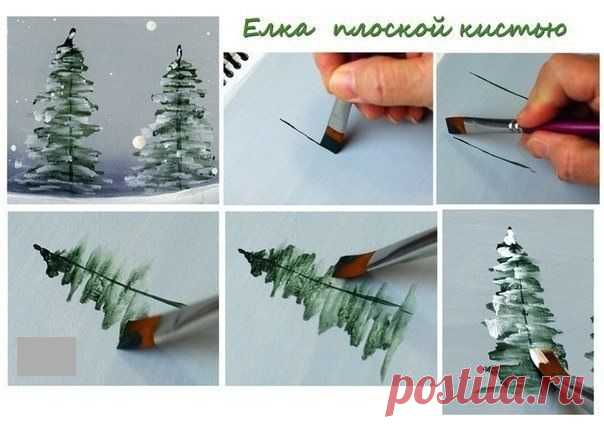 Как рисовать деревья кистью