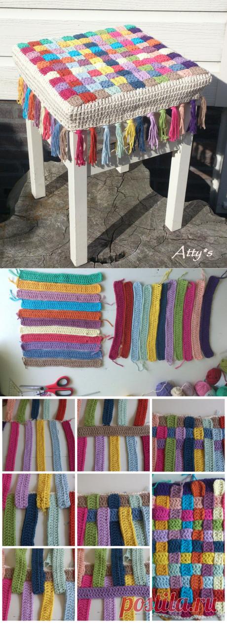 Вязаный коврик из переплетений — Рукоделие