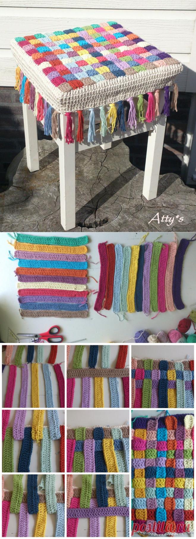 Вязаный коврик из переплетений — Рукоделие