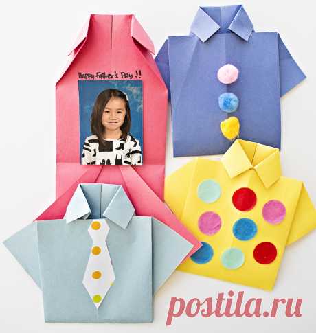 Здравствуйте, замечательная - легкая рубашка оригами на день отца карты