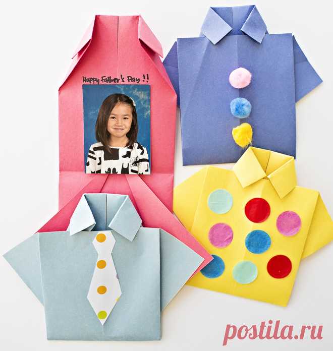 Здравствуйте, замечательная - легкая рубашка оригами на день отца карты