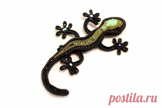 Сутажная брошь "Ящерка" | biser.info - всё о бисере и бисерном творчестве
