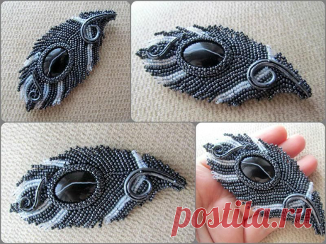 Брошь &quot;Перо громовой птицы&quot; | biser.info - всё о бисере и бисерном творчестве